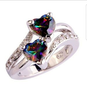 *NEW* Sterling Silver Rainbow Topaz ring SIZE 6